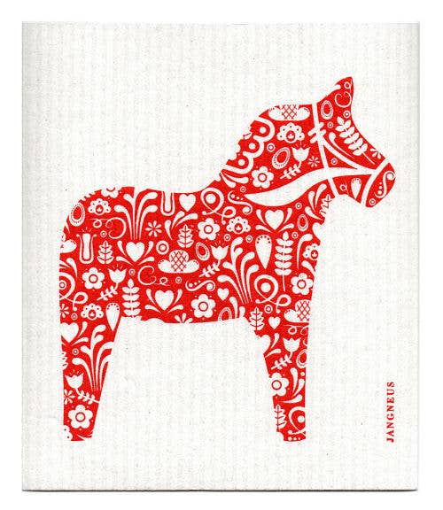 Swedish Dishcloth - Dala Horse - Red