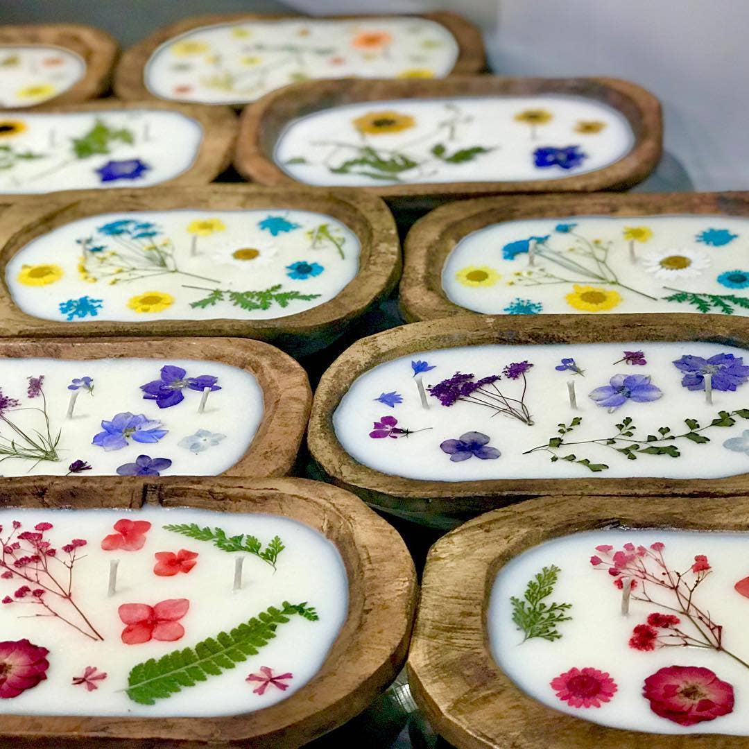 Flower Dough Bowl Soy Candle - Natural Dough Bowl