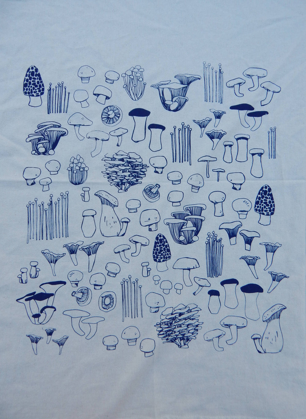 Mushroom Kitchen Towel, Tea Towel - Navy Blue