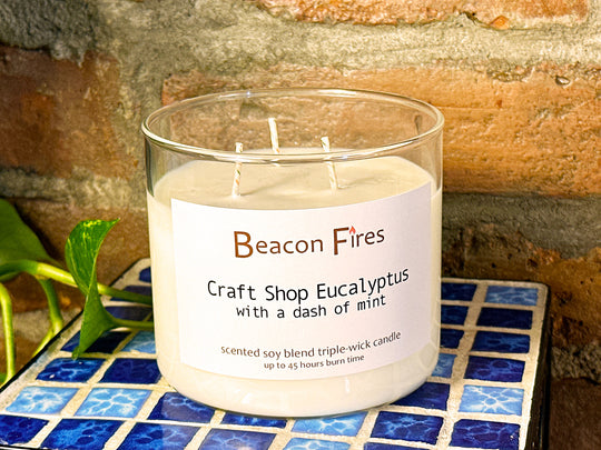 Craft Shop Eucalyptus Mint - Beacon Fires Candle