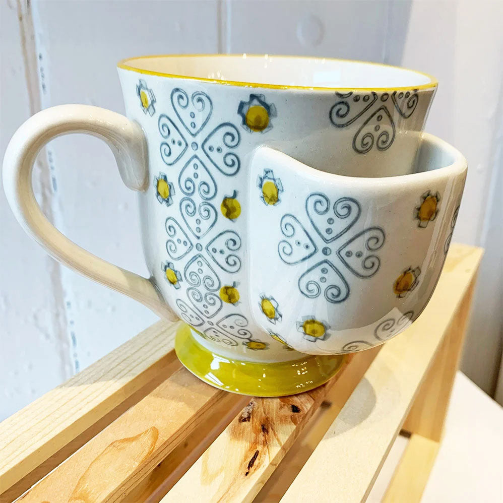 Tea Mug with Tea Bag Holder - Mustard