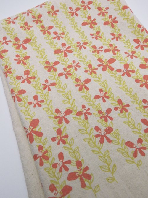 Floral Vine Kitchen Towel, Tea Towel - Pink & Green Vines