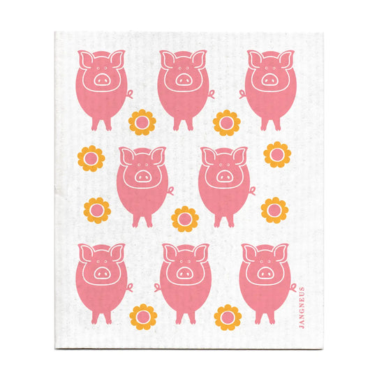 Swedish Dishcloth - Pigs - Pink