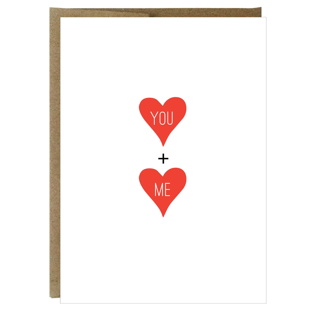 You + Me Hearts Letterpress Card