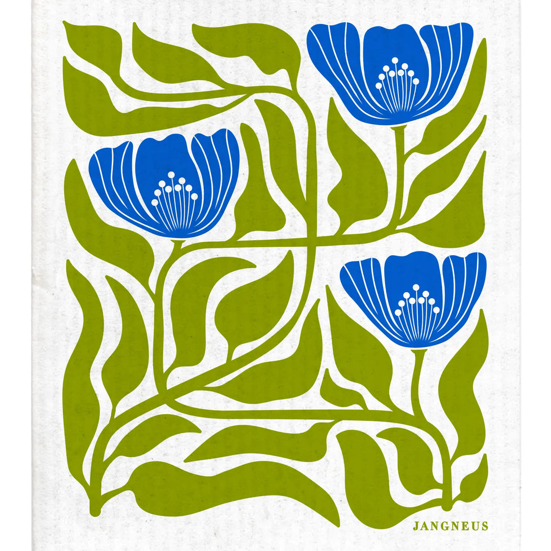 Swedish Dishcloth - Flower - Green/Blue