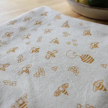 Bees Tea Towel - Gold