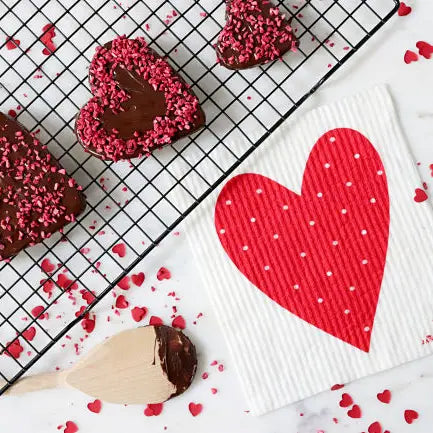 Swedish Dishcloth - Heart - Red