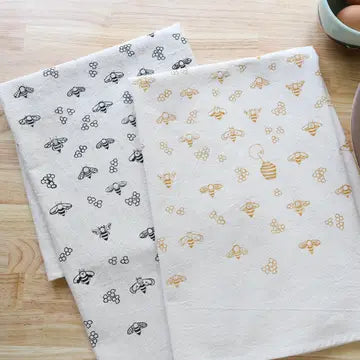 Bees Tea Towel - Gold
