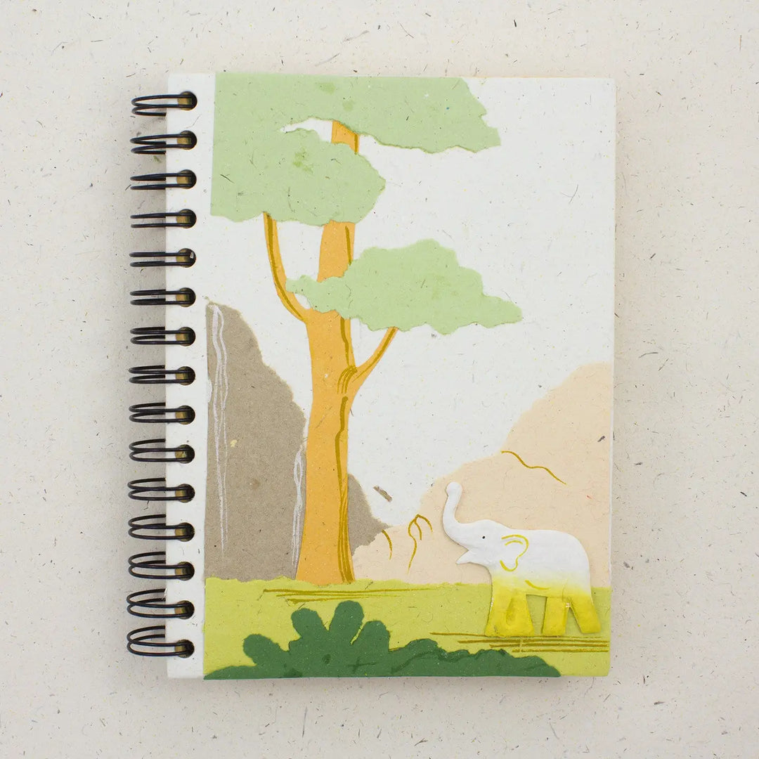 Large Notebook - Elephant on Natural White