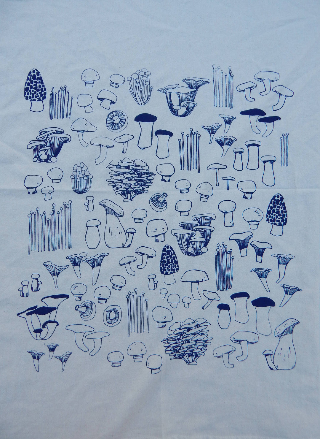 Mushroom Kitchen Towel, Tea Towel - Navy Blue