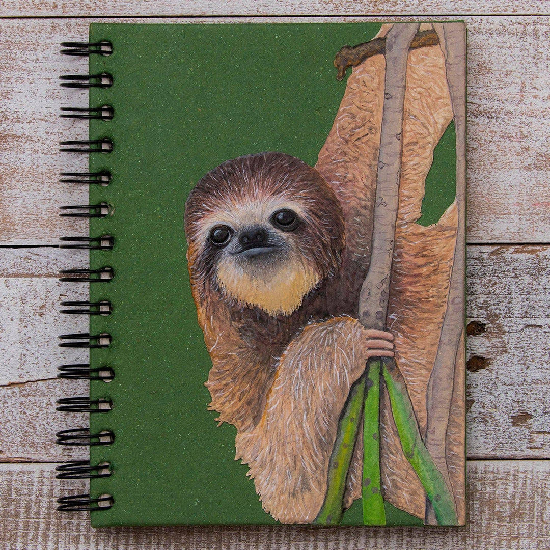 Large Notebook - Three-toed Sloth Dark Green