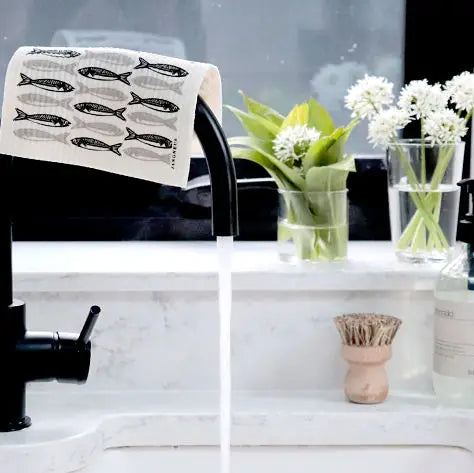 Swedish Dishcloth - Sardines - Black