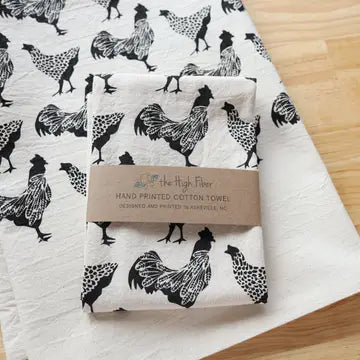 Chicken Tea Towel - Black