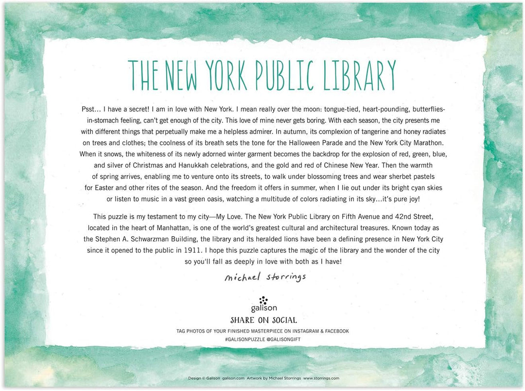 Michael Storrings New York Public Library - 1000 Piece Puzzle