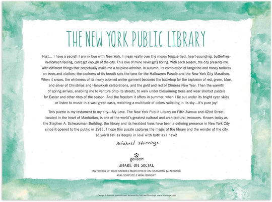 Michael Storrings New York Public Library - 1000 Piece Puzzle