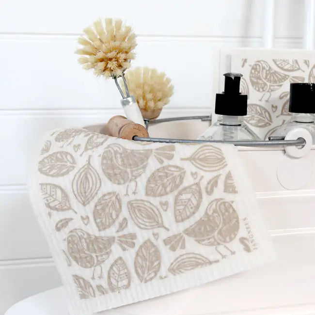 Swedish Dishcloth - Robins - Sand