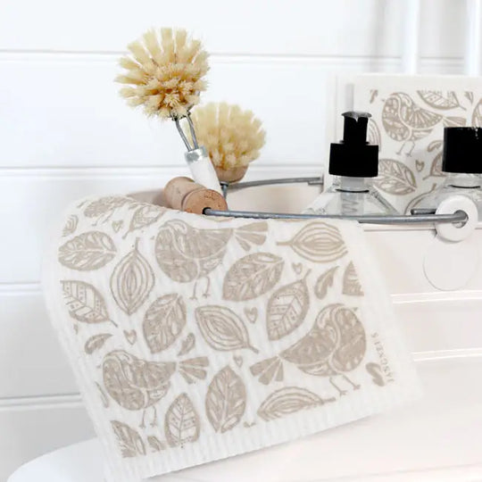 Swedish Dishcloth - Robins - Sand