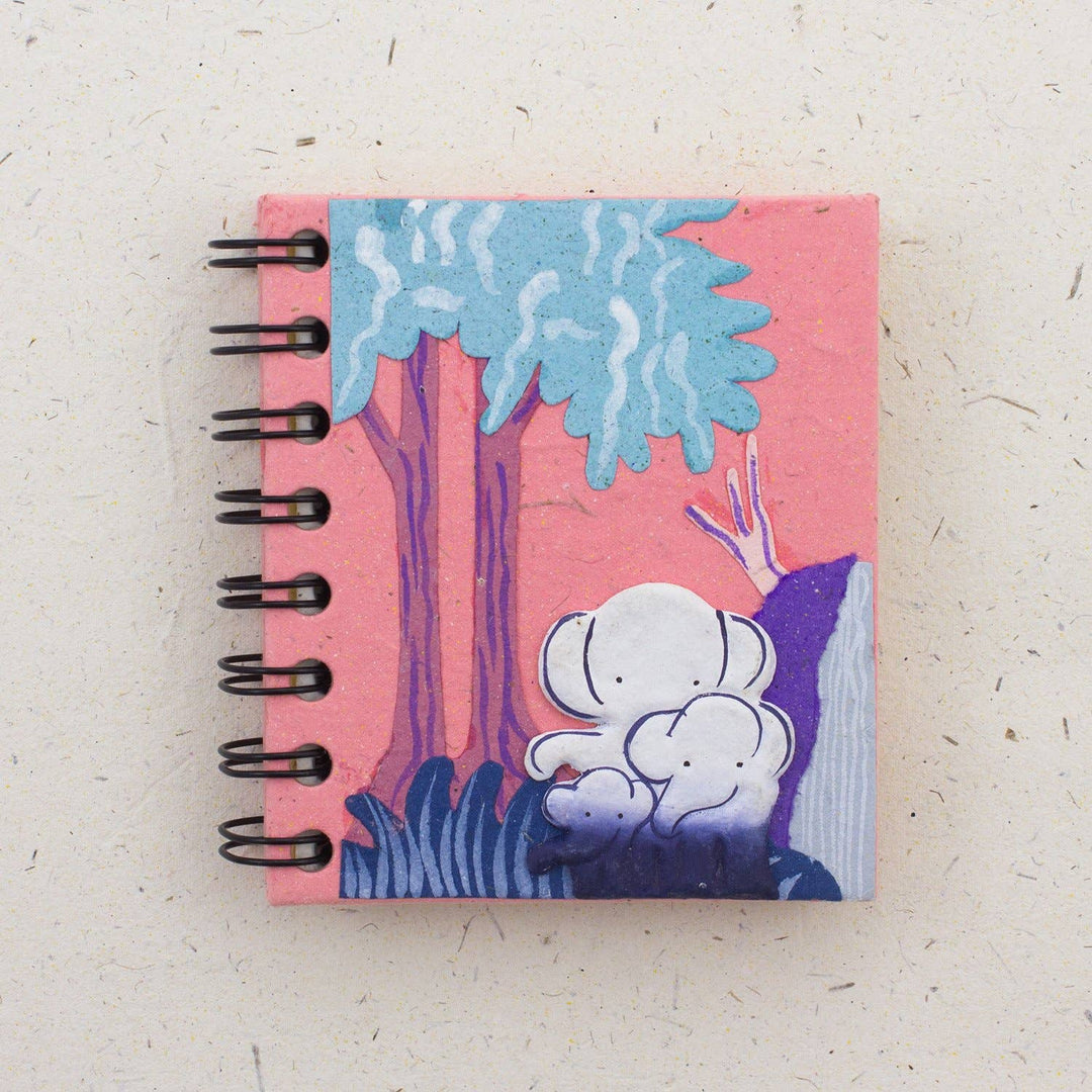 Small Notebook - Elephants - Pink