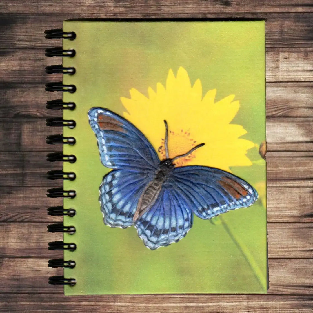Large Notebook - Blue Butterfly on Flower