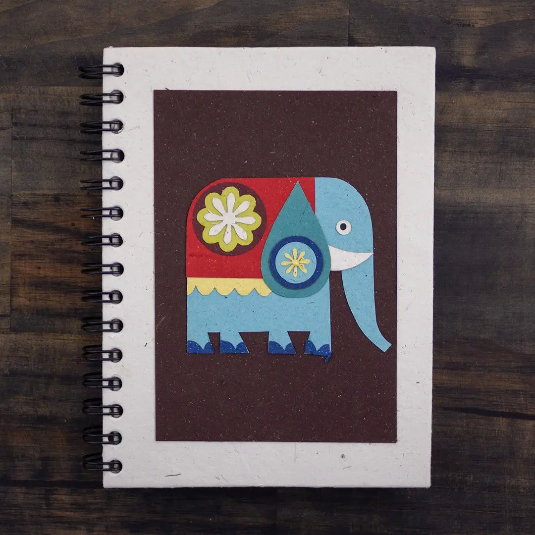 Large Notebook - Paper Cut Elephant Black