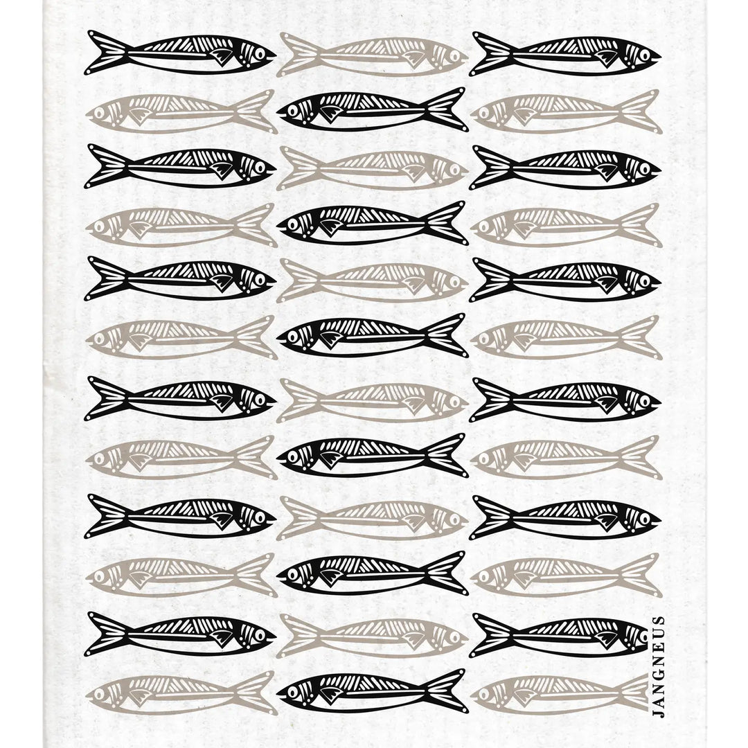 Swedish Dishcloth - Sardines - Black