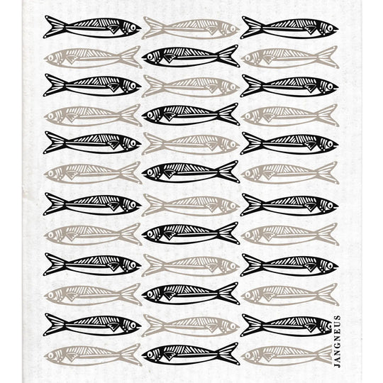 Swedish Dishcloth - Sardines - Black