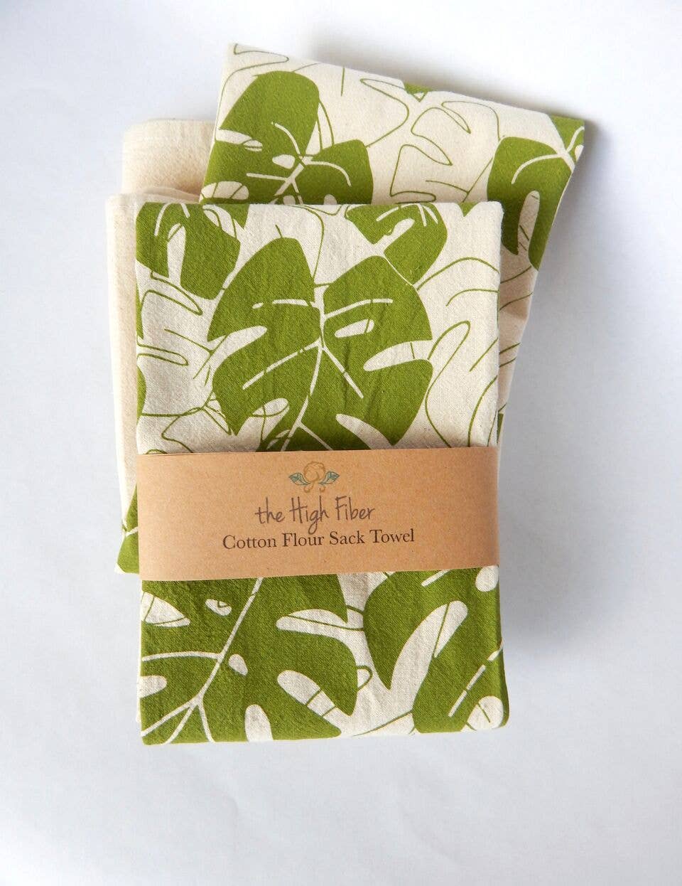 Monstera Plant  Kitchen Towel Tea Towel - Moss on natural