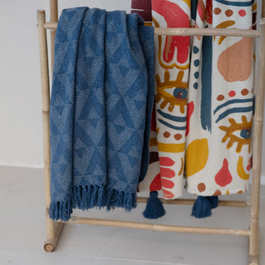 Azure Deco Recycled Cotton Blend Throw Blanket