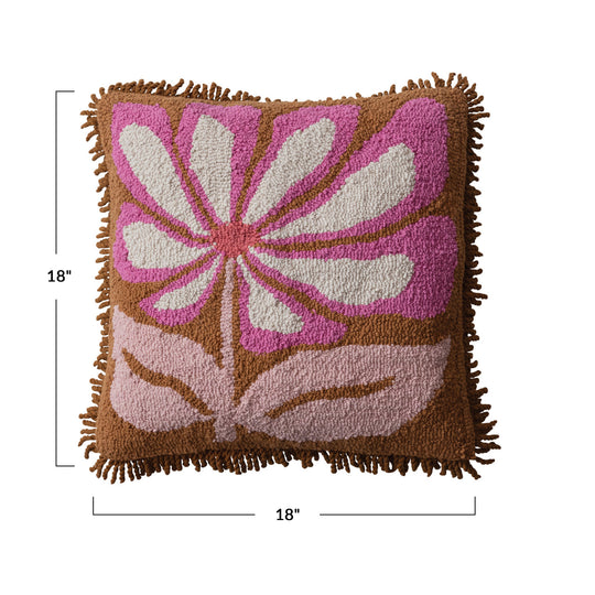 Retro Bloom Tufted Pillow