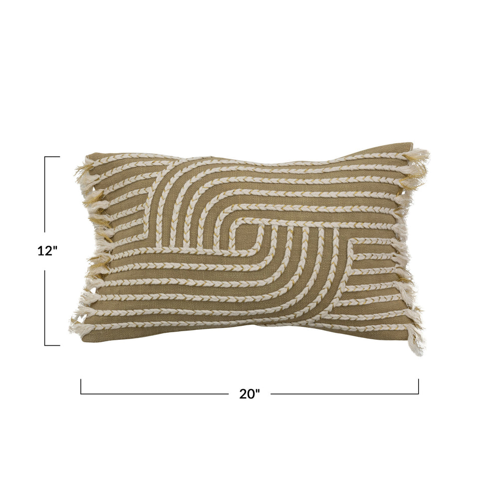 Bohem Embroidered Sea Foam Pillow with Fringe