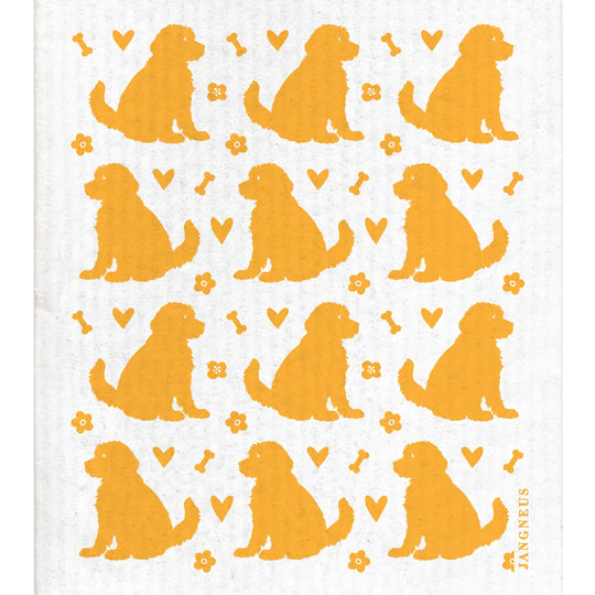 Swedish Dishcloth - Doodle Dog Ochre