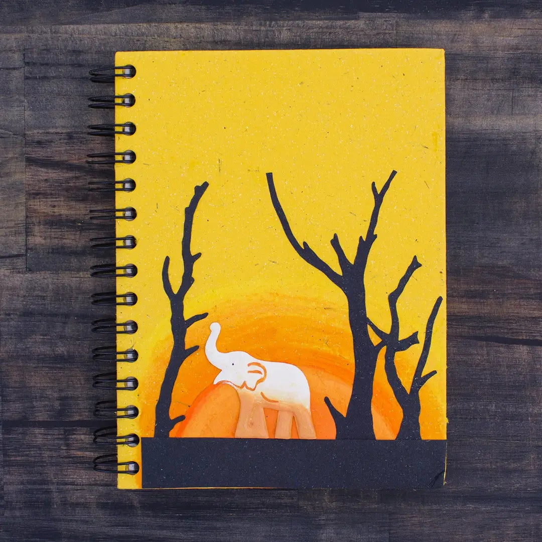 Large Notebook - Elephants - Yellow