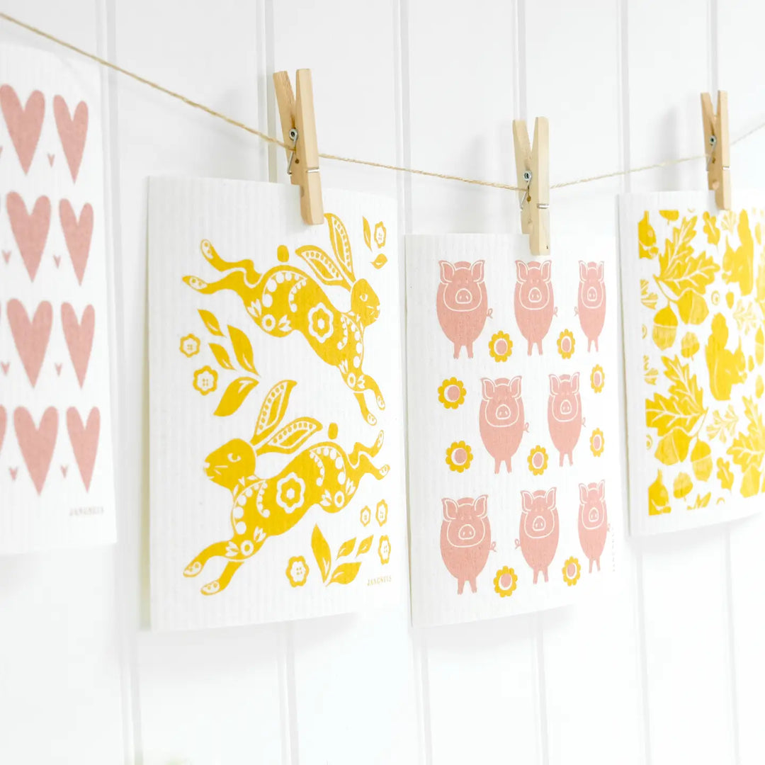 Swedish Dishcloth - Pigs - Pink