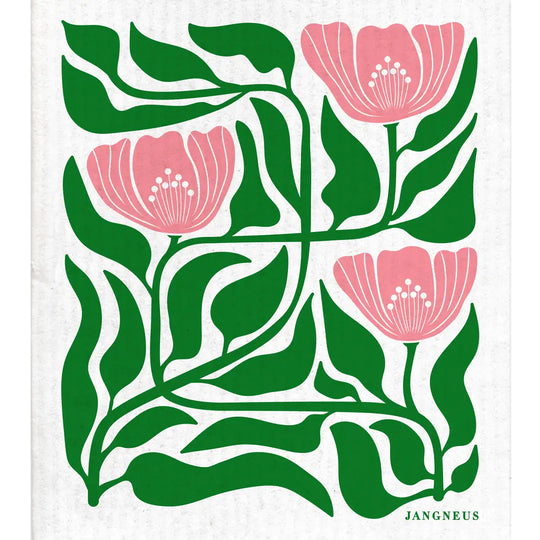 Swedish Dishcloth - Flower - Green/Pink
