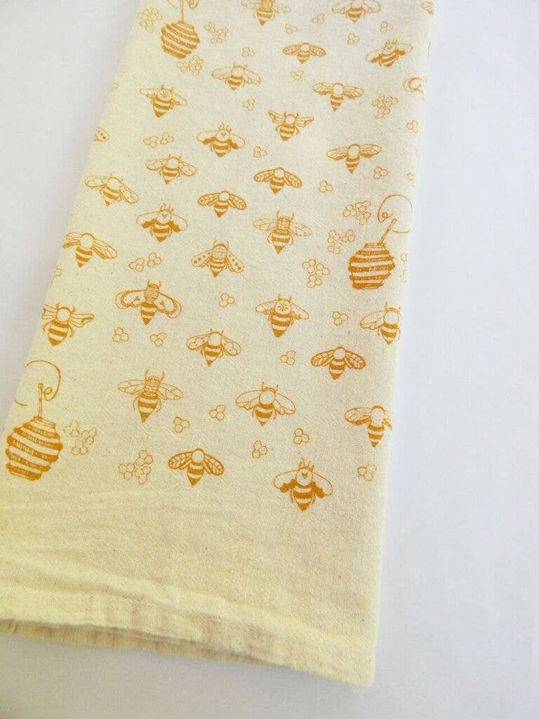Bees Kitchen Towel, Tea Towel - Gold