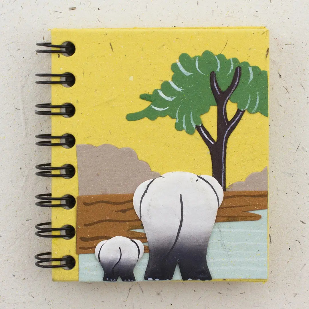Small Notebook - Elephants - Yellow