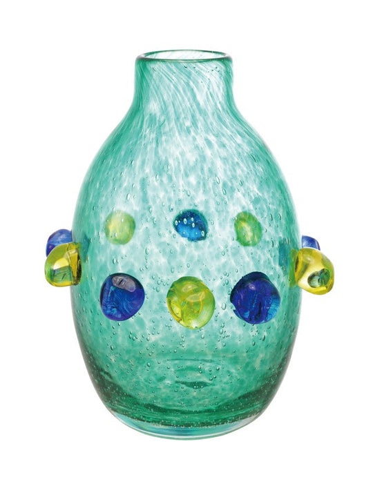 Hand-blown Knobbed Vase - Blue