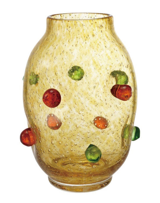 Hand-blown Knobbed Vase - Amber