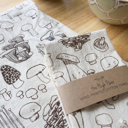 Mushroom Tea Towel - Taupe