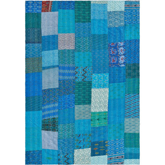 Kantha Silk Throw Blanket - Blue
