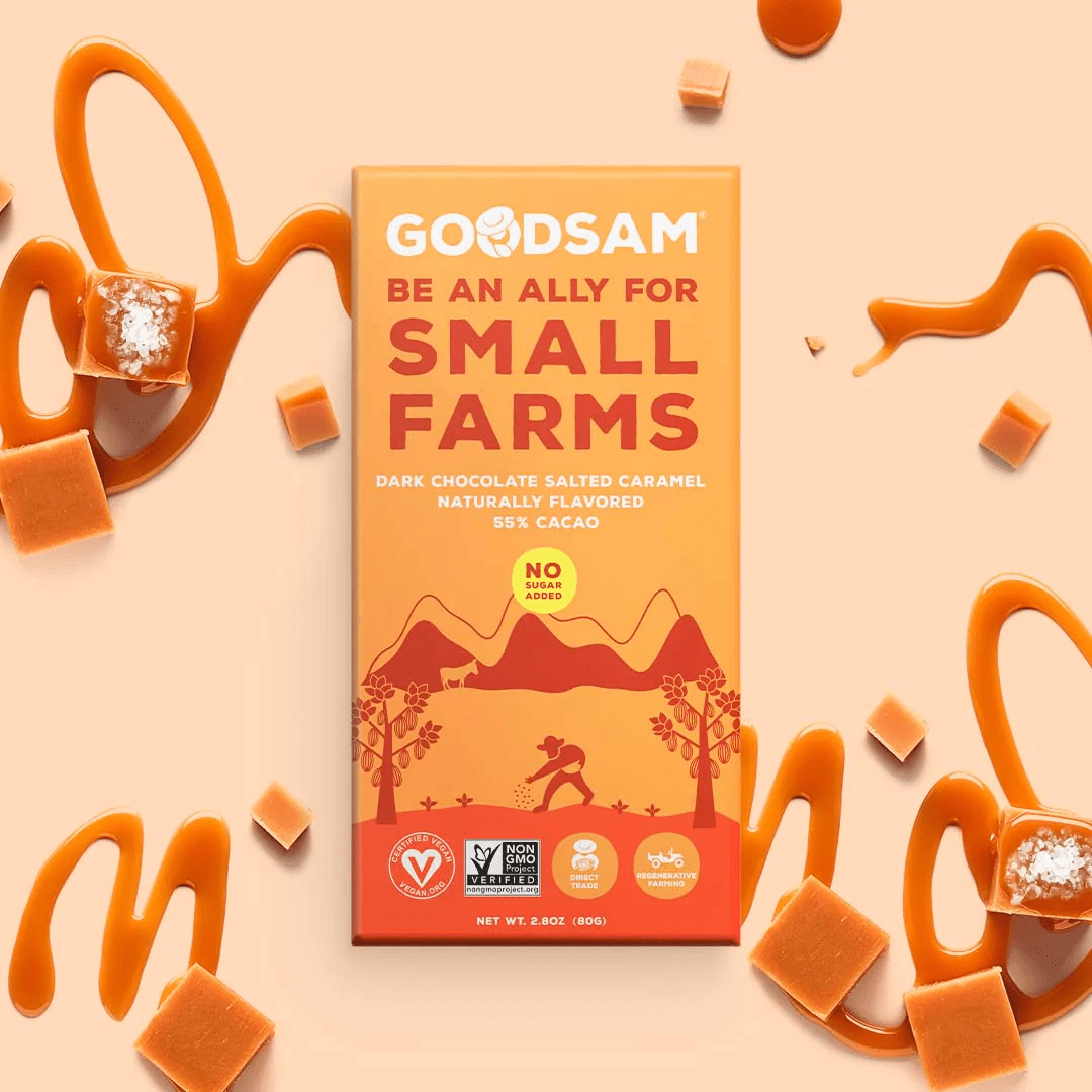 GoodSAM Dark Chocolate Salted Caramel Bar - 55% Cacao No Sugar Added