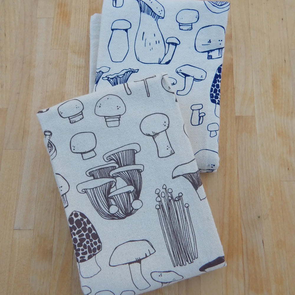 Mushroom Tea Towel - Navy Blue