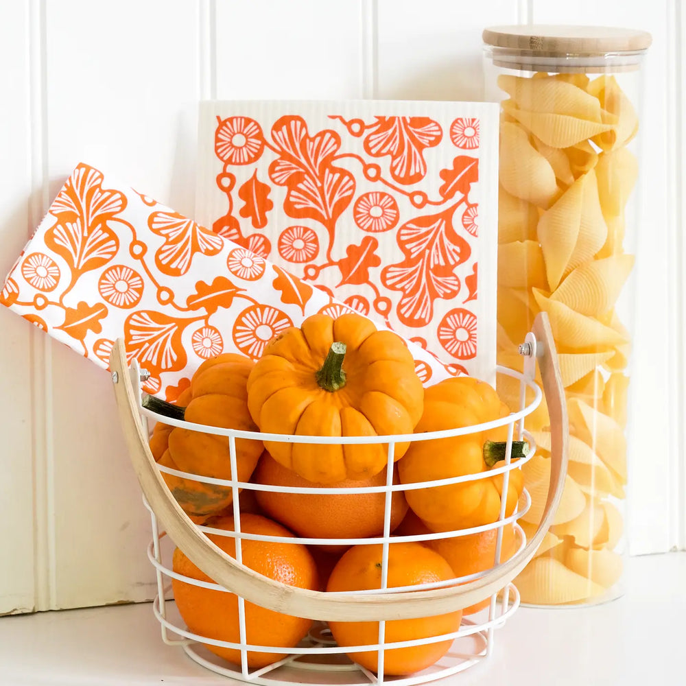Swedish Dishcloth - Oak Leaf - Orange