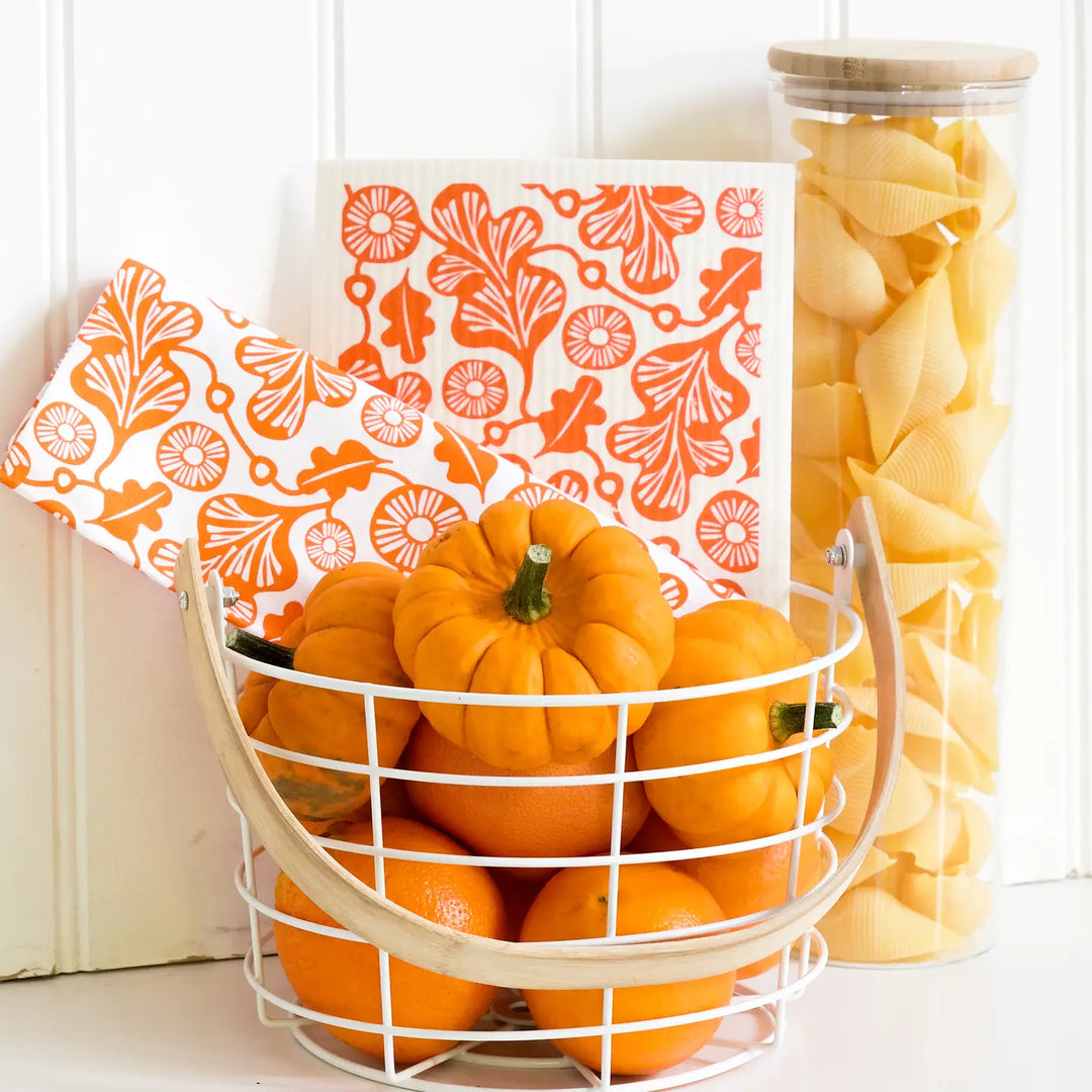 Swedish Dishcloth - Oak Leaf - Orange