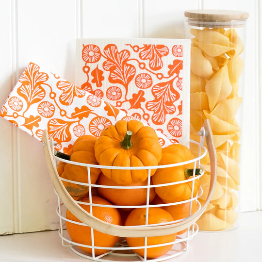 Swedish Dishcloth - Oak Leaf - Orange