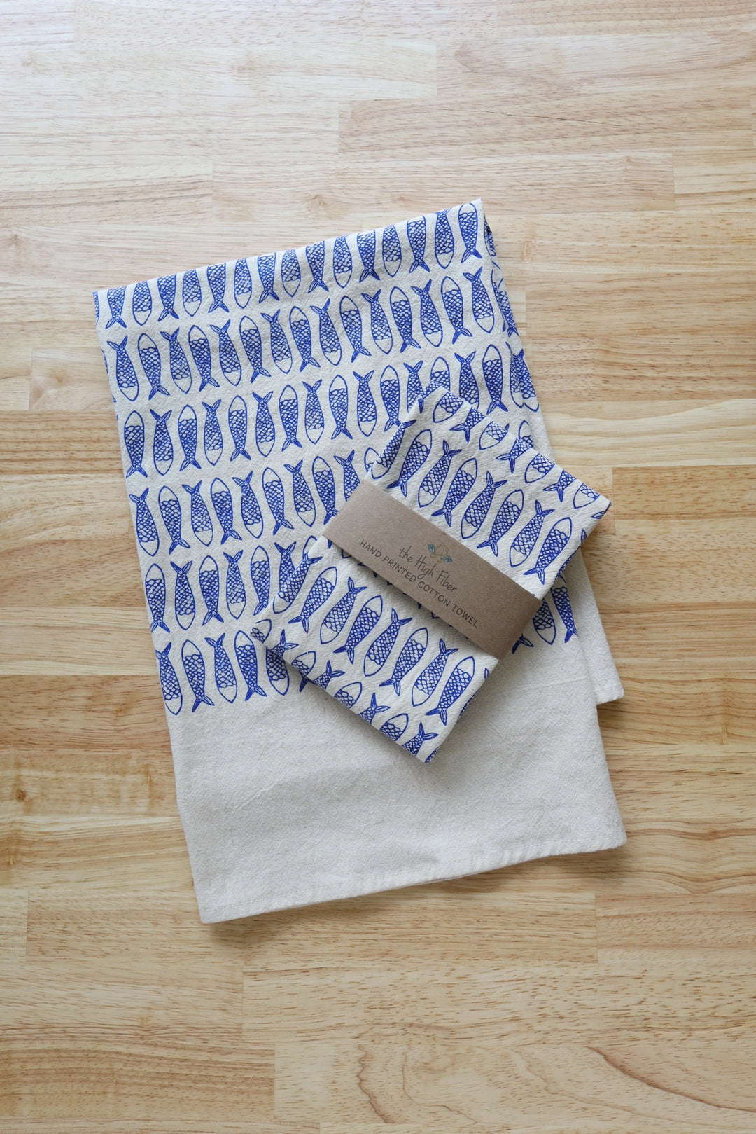 Fish Tea Towel - Dark Blue