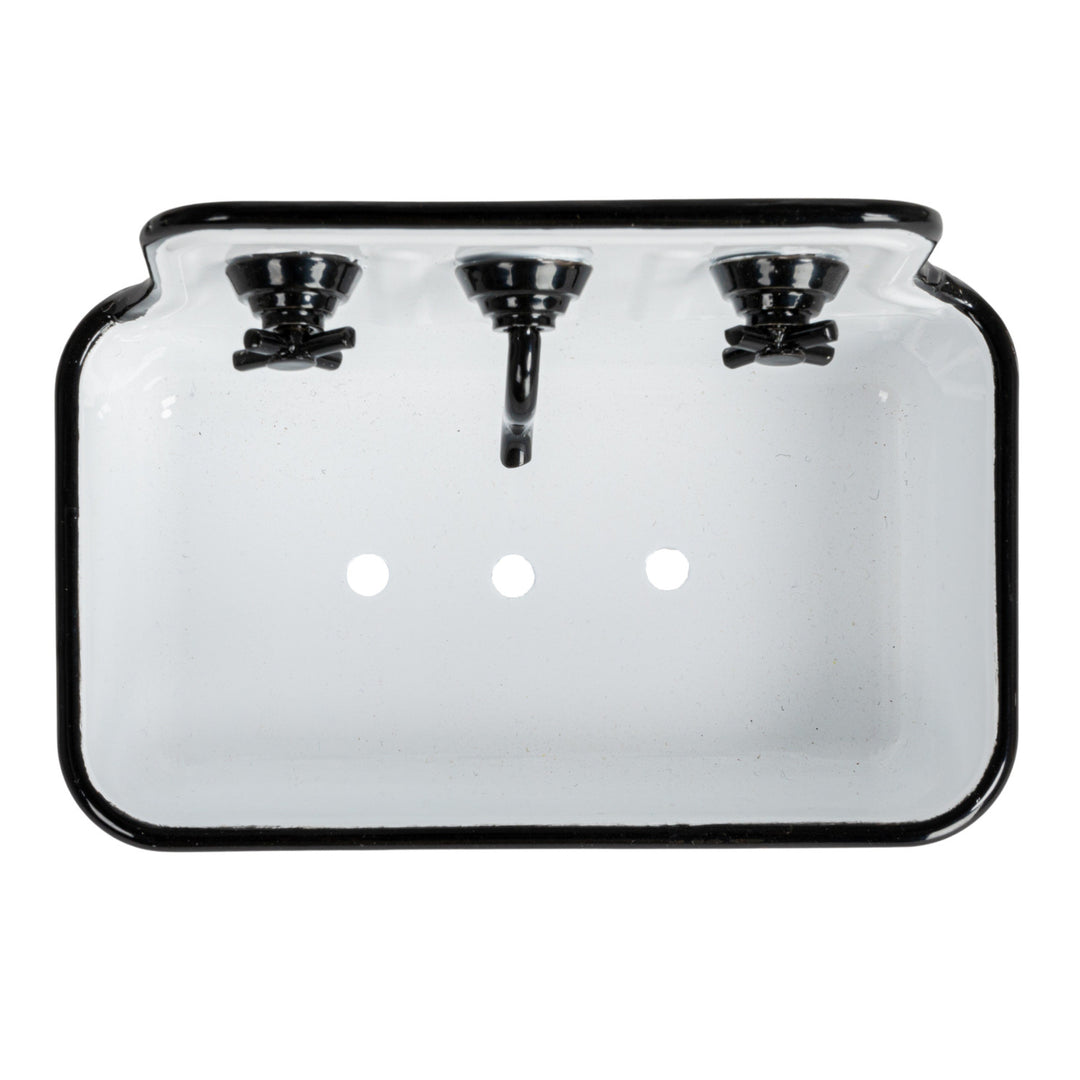 Vintage Cottage Sink Soap Dish - White/Black