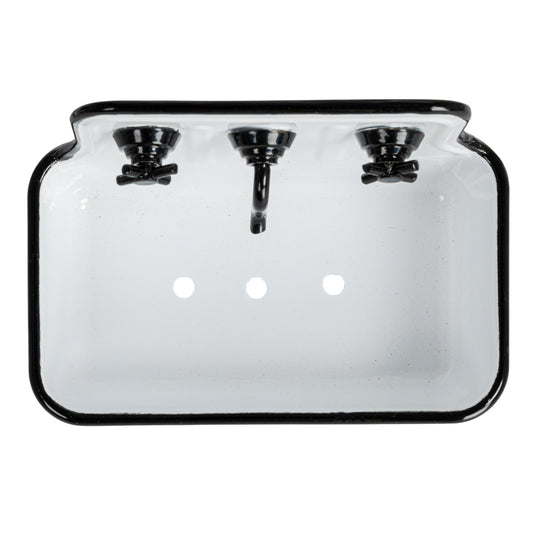 Vintage Cottage Sink Soap Dish - White/Black