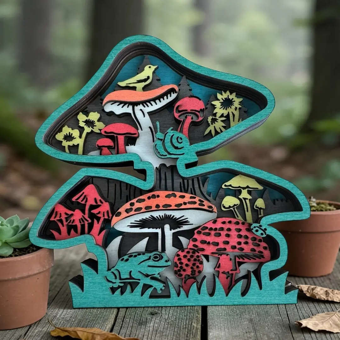 Colorful Mushrooms Shelf Sitter