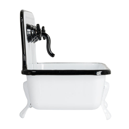 Vintage Cottage Sink Soap Dish - White/Black